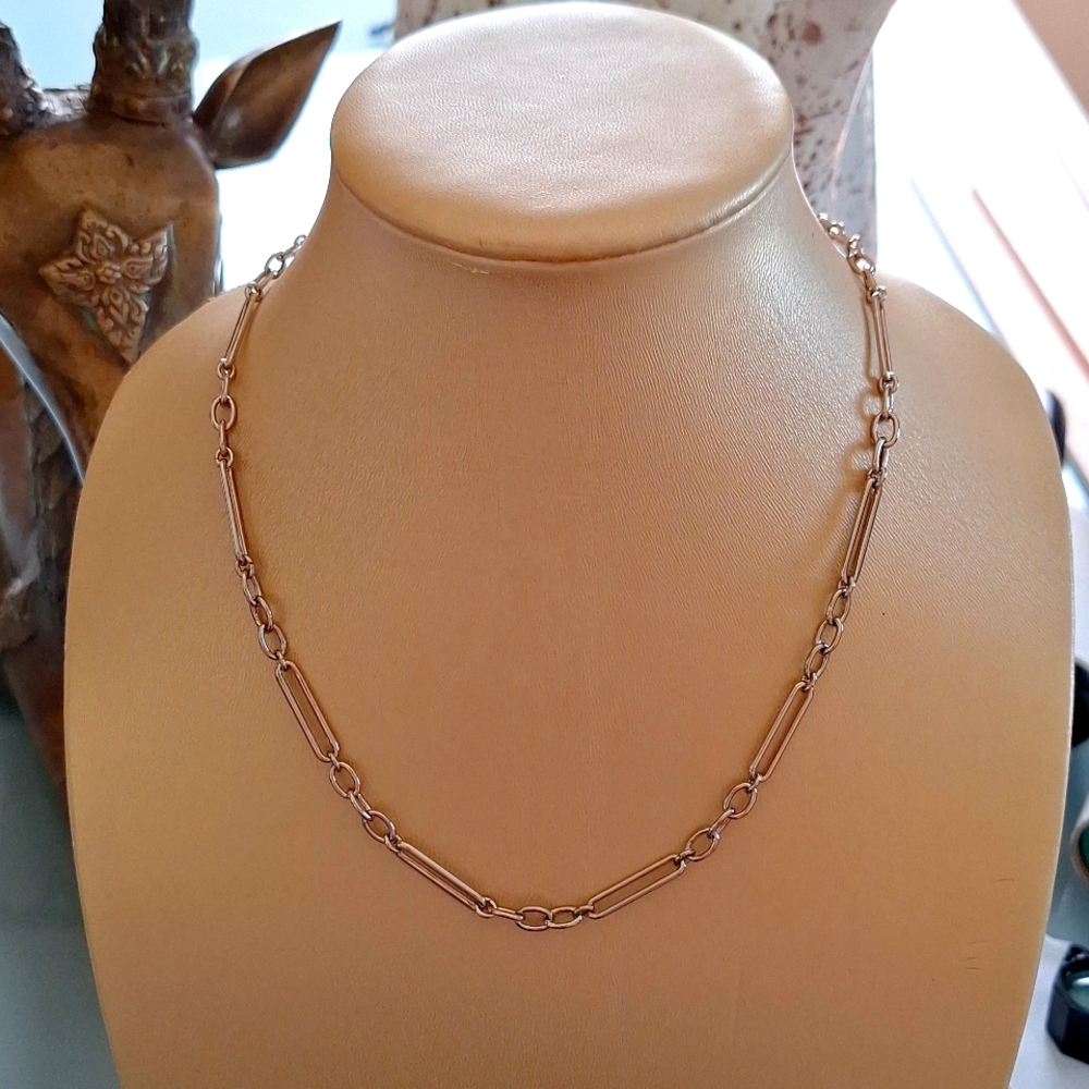 SOLD SOLD SOLD NWT J Crew Silver Paperclip Necklace with Bag $37 - Picture 1 of 3